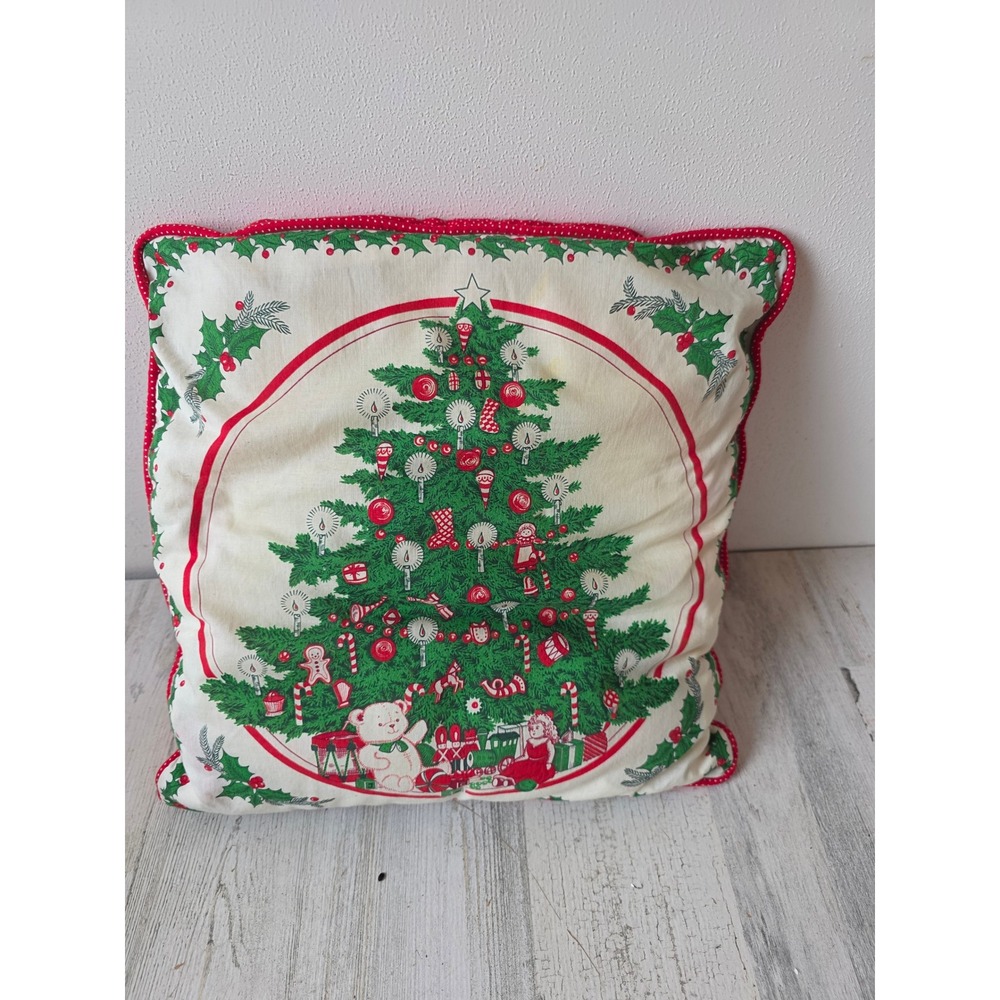 Vintage tree pillow mini Xmas decor knit